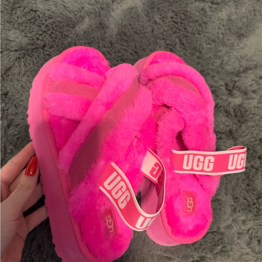 UGG Fluffy Neon Pink Slippers
